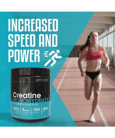 GN Creatine Powder | 500g Creatine Monohydrate Powder - 5g High Strength Creatine per Serving | Unflavoured Filler Free Creatine Monohydrate | Non-GMO & Gluten Free 100 Servings - Buy Online on GoSupps.com