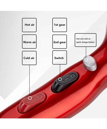 Professional Hair Dryer 1800w Low Noise Fast Drying Stylish Portable Adjustable Settings for Customized Experience (Chinese Red) US Plug 110V Chinese Red - Buy Online on GoSupps.com