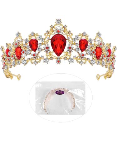 Frcolor Rhinestone Queen Crown Tiara Headband for Women - Red Wedding Tiara - Buy Online on GoSupps.com