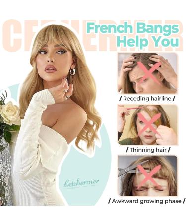 Buy Clip in Bangs | Medium Brown Synthetic French Bangs Hair Extensions for Women - Natural Curved Fringe for Daily Wear - Buy Online on GoSupps.com