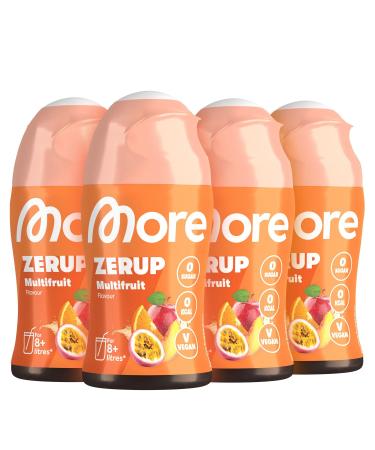 More Zerup multi -fruit 4 x 65 ml for up to 32 l finished drink sugar -free syrup with real fructure extracts vegan zero calories - made in Germany 4 x multifrucht