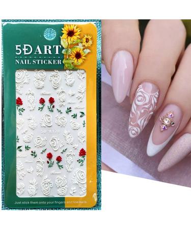 DIY Manicure Valentine Wedding Nail Sliders Decals Nail Stickers Lace Rose Flower 5D Acrylic(5D-K128)