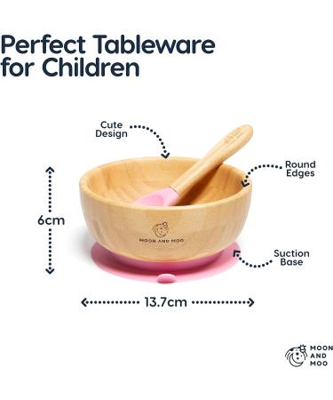 Bamboo Suction Bowl and Spoon Set for Kids - Non-Toxic & Plastic-Free - Stay Put Baby Weaning Set in Pink - Buy Online on GoSupps.com