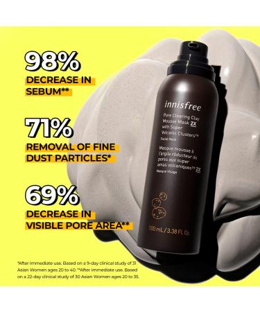 Innisfree Pore Clearing Clay Mousse Mask 2X - 3.38 Fl Oz (Pack of 1) - Buy Online on GoSupps.com