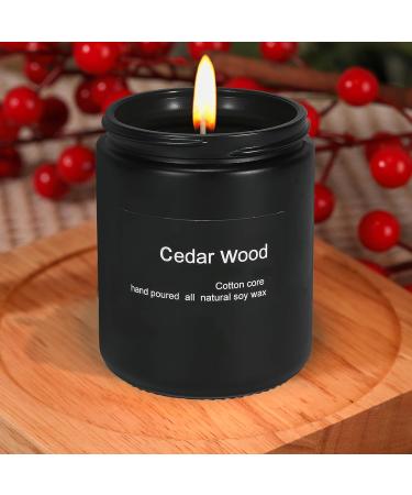Scented Cedar Candle 7oz - 45 Hour Burn | Perfect Gifts for Women & Men | Spring Soy Candles in Black Jar | Reusable Candle Gift - Buy Online on GoSupps.com
