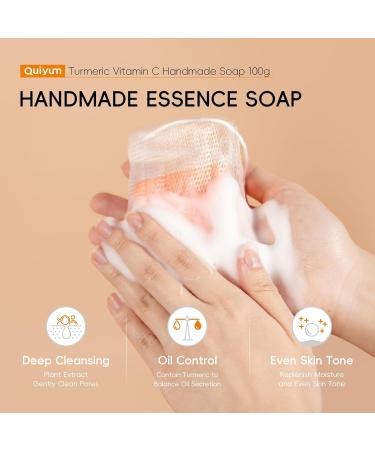 Quiyum Turmeric and Vitamin C Soap pack of 3 facial and body cleanser antistains balancing and cleansing suitable for all skin types - Buy Online on GoSupps.com