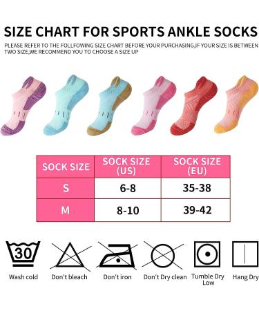YOJOOM Women's Ankle Socks - 6 Pack No Show Athletic Running Socks for Hiking & Sports - Cushioned Low Cut Socks - Size 6-8, Mixed 6 Colors - Buy Online on GoSupps.com
