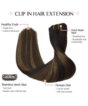 Maxita Real Hair Extensions Clip-in 40cm 16 Inch | 120g Dark Brown & Chestnut Brown - 7 Piece Set for Natural Volume - Buy Online on GoSupps.com