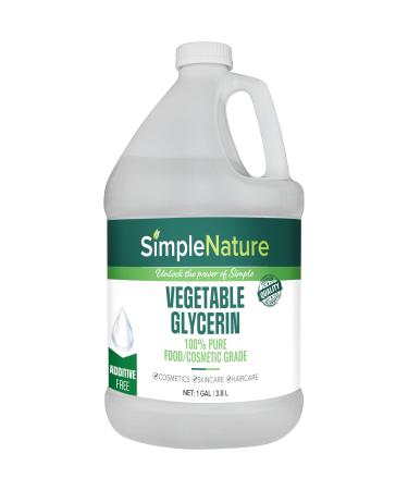 SimpleNature 100% Pure Vegetable Glycerin - 1 Gallon (128 fl oz) - Natural Pure Food/Cosmetic Grade Skincare  Haircare  Cosmetics  Soapmaking  Crafts - Softening & Moisturizing Multipurpose Humectant 128 Fl Oz (Pack of 1...