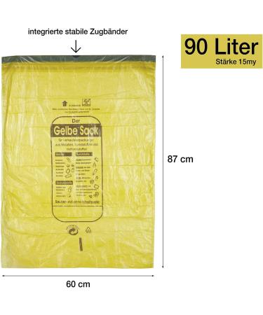 Bigdean Yellow Sacks - 10 Rolls of 90L HDPE Trash Bags (130 Pieces) - Ideal for Garbage Cans & Bins - Durable 15My Quality - Buy Online on GoSupps.com