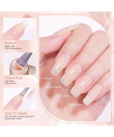 BORN PRETTY Jelly Gel Nail Polish - Holographic Shimmer Nude Pink | Soak Off Hema-Free 15ML DIY Nail Art - Buy Online on GoSupps.com