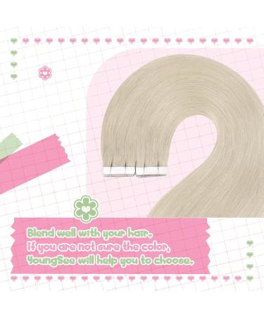 Youngsee Tape Extensions - Real Hair 30cm Platinum Blonde #60A - 30g Tape-In Extensions for Hair Recovery - Buy Online on GoSupps.com