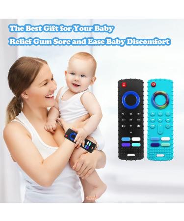 ROBBEAR Baby Teething Toys | Food Grade Silicone Teethers for Babies 3-18 Months | Fire TV Remote Shape Infant Chew Toys | BPA Free (Black) - Buy Online on GoSupps.com