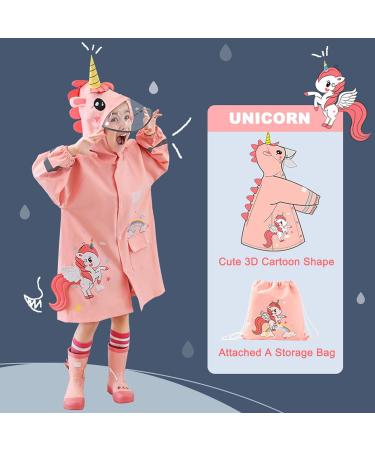 Kids Unicorn Raincoat | Waterproof Boys Girls Rainsuit M Size (95-110 CM) | 3D Cartoon Children's Rainwear - Buy Online on GoSupps.com