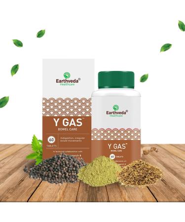 Earthveda Y Gas Tablets - Herbal Supplement for Gas Relief - 60 Tablets - Buy Online on GoSupps.com