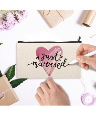14-Piece 8x5 Inch Blank Craft DIY Canvas Pencil Case - Beige Multipurpose Travel Toiletry Pouch with Black Zipper - Buy Online on GoSupps.com