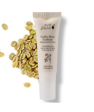 100% PURE Coffee Bean Caffeine Eye Cream Refresh & Hydrate Under Eye Treatment Reduce Puffiness Dark Circles Wrinkles with Green Tea Rose Hip Vitamin E - Youthful Vibrant Eyes - Vegan - 0.3 oz
