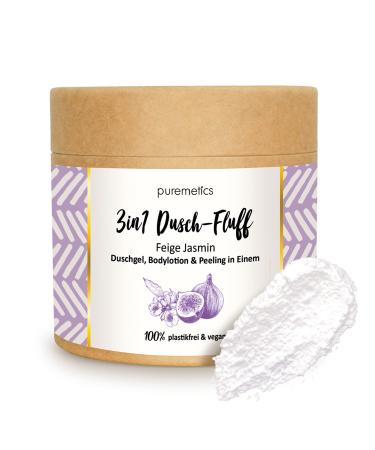 puremetics 3in1 shower fluff fig jasmine with sea salt peeling 250 g shower gel peeling and lotion in one vegan & plastic-free