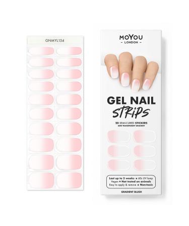 MOYOU LONDON Semi-Cured UV Gel Strips - 20 Pieces - Gel Nail Foils UV Curing for Salon Quality Manicure - GRADIENT BLUSH