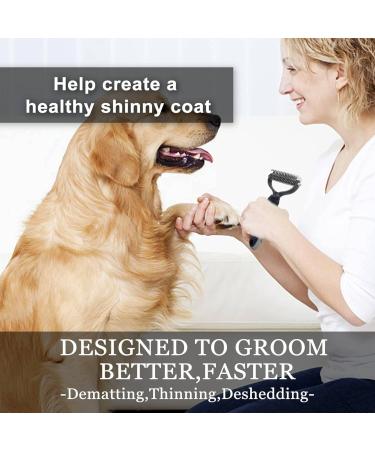 LAADI Deshedding Tool & Pet Grooming Brush for Dogs Cat Black - Dog Dematting tool Groomi Tool for Dogs Cats Dog Rake for Grooming Dog Deshedding Brush Dog Grooming Comb Removes Loose Undercoat - Buy Online on GoSupps.com