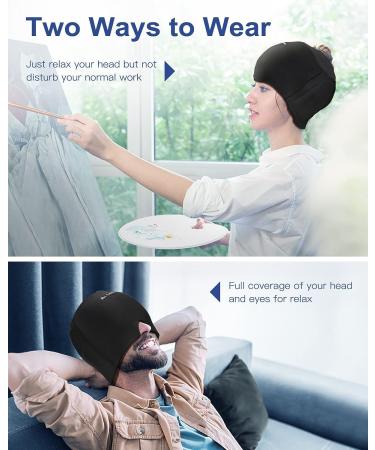 Upgraded Migraine Ice Head Cap for Cold & Hot Therapy | Odorless Headache Relief Hat with Reusable Ice Gel | Flexible Migraine, Sinus & Stress Relief | Black - Buy Online on GoSupps.com