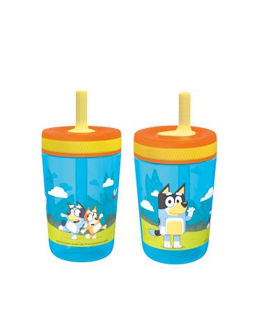 Zak Designs 15oz Bluey Kelso Tumbler Set  BPA-Free Leak-Proof Screw-On Lid with Straw Made of Durable Plastic and Silicone  Perfect Bundle for Kids  2 Count (Pack of 1)
