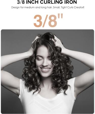 3/8 Inch Curling Iron - Tiny 9mm Wand for Medium Long Hair Ceramic Barrel LCD Display Heat Glove - Perfect Tight Curls in Green - Buy Online on GoSupps.com