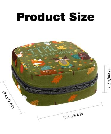 GIAPB Period Bag | Sanitary Napkin Storage & Travel Makeup Pouch - Fox & Leaves Design - Buy Online on GoSupps.com