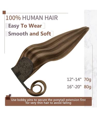 Buy Runature 45cm Real Hair Ponytail Extensions - Brown Highlights 80g #3P12 Braid - Perfect for Long Lasting Style - Buy Online on GoSupps.com