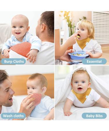 Miyacare 10 Soft & Absorbent Baby Triangle Bibs | 100% Cotton Neckerchiefs for Boys & Girls with Adjustable Buttons - Buy Online on GoSupps.com