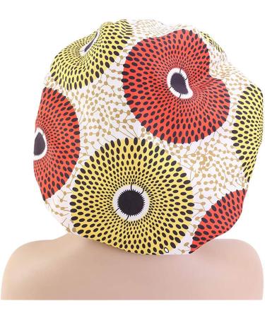 Qianmome Women Double-Layer Extra Large Print Satin Bonnet Sleep Cap - 2pcs African Ankara Pattern Bonnets (Peacock & Black) - Buy Online on GoSupps.com