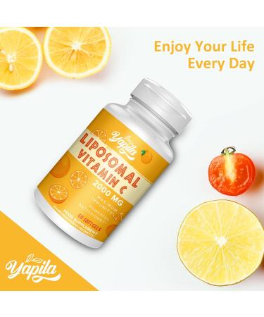 High Absorption 2000mg Liposomal Vitamin C Capsules - Antioxidant Supplement (60 Count), Non-GMO, Soy-Free - Buy Online on GoSupps.com