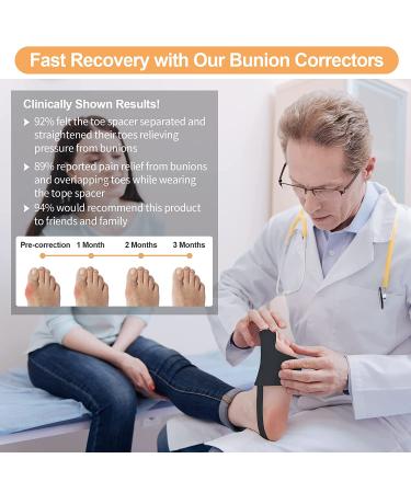 Bunion Corrector for Women and Men - Orthopedic Day/Night Support Splint for Bunions, Hallux Valgus & Crooked Toes (Black) - Buy Online on GoSupps.com