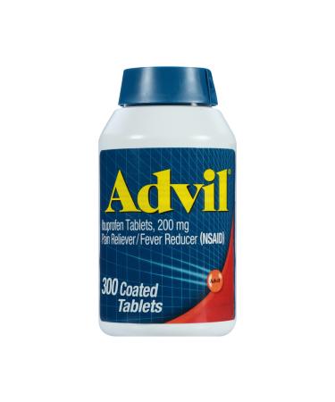 Advil Pain Reliever and Fever Reducer, Pain Relief Medicine with Ibuprofen 200mg for Headache, Backache, Menstrual Pain and Joint Pain Relief - 300 Coated Tablets 1 Count (Pack of 1)