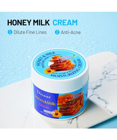 Moisturizing Honey Milk Cream - Anti-Acne Wrinkle Reduction & Pore Minimizer for Face & Body | 120ml - Buy Online on GoSupps.com