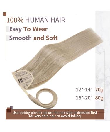 Runature 35cm Real Hair Braid Extensions - Blonde Highlights Ponytail | 70g Remy Human Hair #16/22 - Buy Online on GoSupps.com