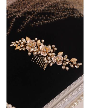 Kercisbeauty Gold Flower and Rhinestone Hair Comb for Wedding Brides Bridesmaid Crystal Head Pieces Collection for Women - Buy Online on GoSupps.com