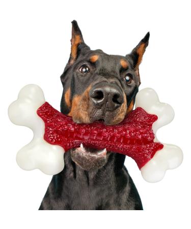 Tough Dog Toys, Dog Toys for Aggressive Chewers Large Breed, Kseroo Aggressive Chew Toys for Large Dogs, Dog Bone Chew Toy Nylon Durable Dog Toys for Large Dogs Dog Extreme Chew Toys Indestructible Beef B 1 Count (Pack of 1)