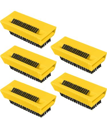 5 Pieces Hand Scrub Brushes for Cleaning Fingernail Nail Brush Stiff for Men Non Disposable Scrub Brush Heavy Duty Plastic Cleaning Brushes for Hands Nail Cleaning (Yellow and Black)
