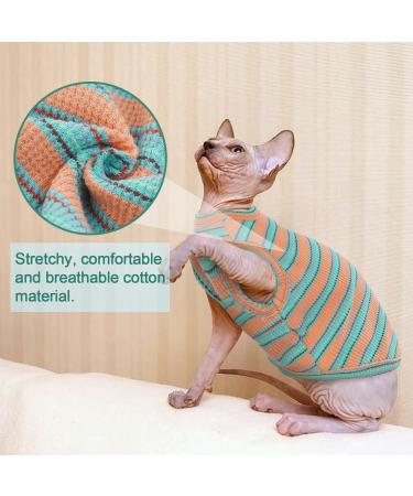 OUOBOB Sphynx Cat Clothing - Breathable Summer Shirts & Sweaters for Hairless Cats | Stylish Stripes for Sphynx Cornish Rex & Devon Rex - Buy Online on GoSupps.com