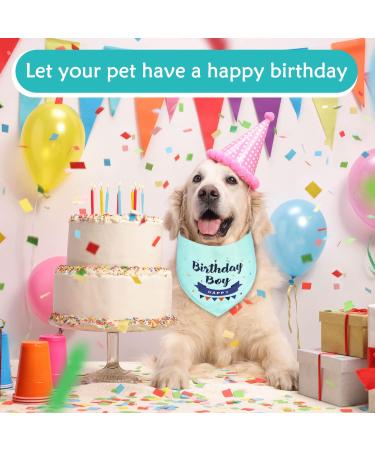 Dog Birthday Bandana for Boy Pets - Happy Birthday Triangle Scarf for Small Medium Dogs and Cats - Blue-Green Party Supplies - Buy Online on GoSupps.com