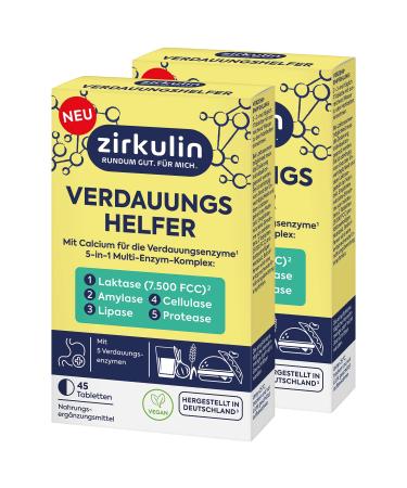 Circular digestive helper 2x 45 tablets-multi-enzyme complex with 7 500 FCC lactase-supports the normal digestive function-dietary supplements with lactase cellulase & calcium 90 pieces (1 Pack)