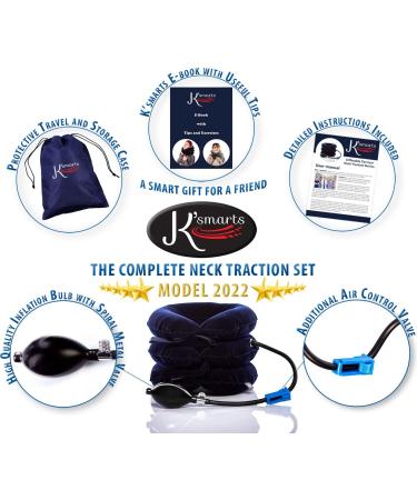 Pinched Nerve Neck Stretcher & Cervical Traction Device for Home Pain Relief - Inflatable Spinal Decompression Collar for Muscle Strain, Herniated Discs, and Injury Recovery (Blue) - Buy Online on GoSupps.com