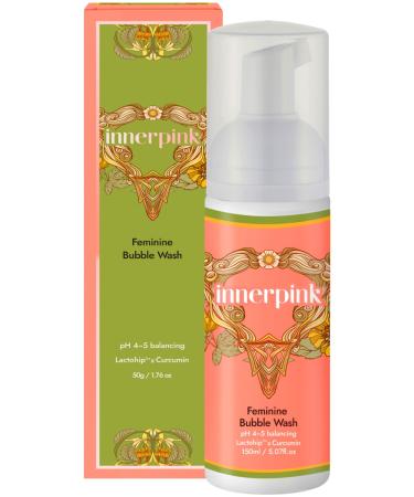 Inner Pink Feminine Wash Daily Refreshing pH balanced 5.07fl.oz Contains 74% Hinoki Cypress Water Lactohip Probiotics Cruelty Free For Sensitive Skin & Curcumin