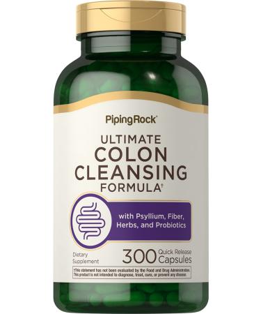 Piping Rock Colon Cleanse Pills | 300 Capsules | Herbal Detox Supplement | with Psyllium Fiber and Probiotics | Non-GMO Gluten Free