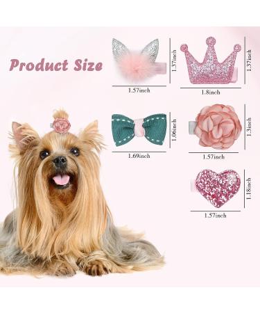 WWW Small Dog Hair Clips 5 Pcs Cat Dog Hair Bows Girls Puppies Hair Barrettes Cute Bow Flower Crown Hairpin Head Flower Hair Pins Cat Puppy Party Birthday Grooming Hair Accessories Pink - Buy Online on GoSupps.com