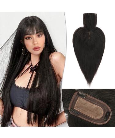 Ruwiss real hair hair topper for women crown topers with pony short wigs hair parts for thin hair 7.5 * 13cm silk base 100% real human hair clip in topper 35 cm 45g (of course black) 35cm (with pony) of course black