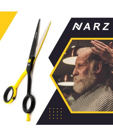 NARZ Professional Hairdressing Scissors for Barbers & Hairdressers - 6 Stainless Steel Hair Cutting Scissors for Men & Women (Red Yellow) - Buy Online on GoSupps.com