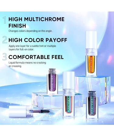 Maki Yika Glitter Liquid Eyeshadow Set - 5 Colors, Highly Pigmented, MultiColor Shifter, Long-Lasting & No Creasing - Multichrome Holographic Eye Looks - Buy Online on GoSupps.com