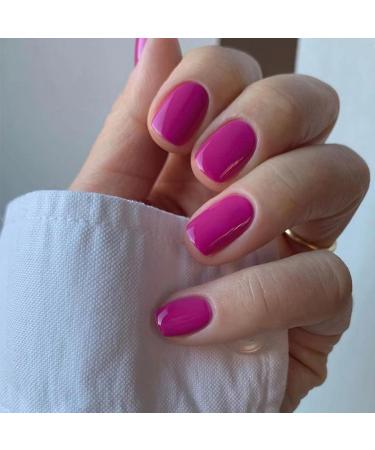 Squoval False Nails Short 24Pcs Rose Pink Press on Nails Pure Colour Fake Nails Acrylic Stick on Nails with Nail Glue Removable Glue-on Nails Fake Nails Women Girls Nail Art Accessories Rose Pink Short